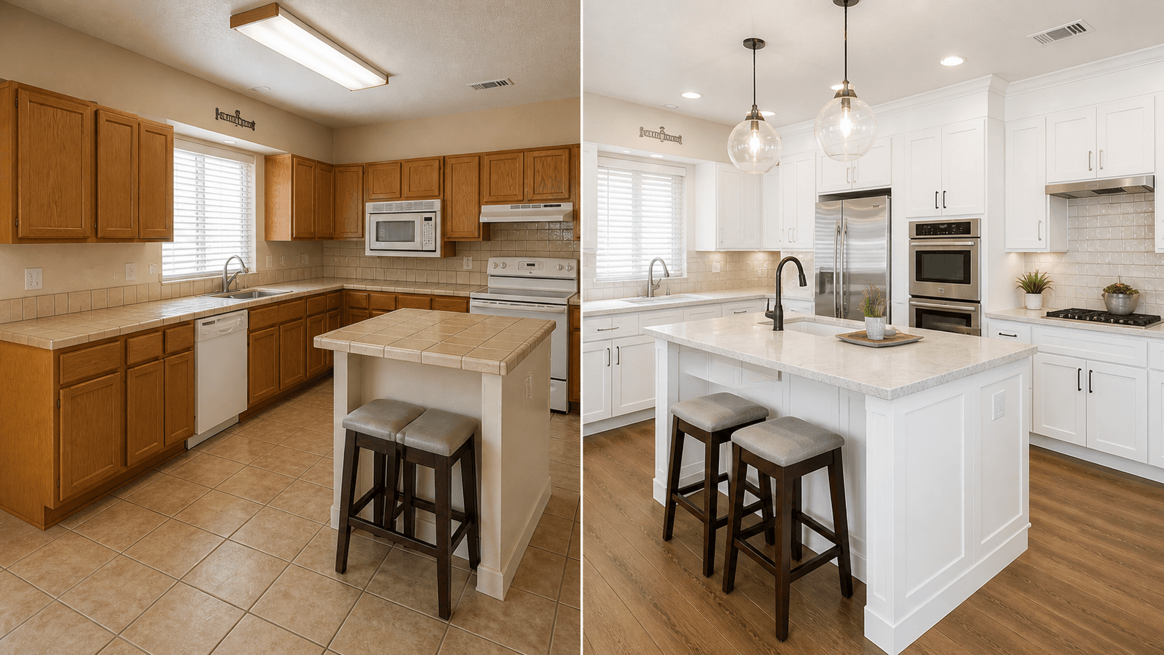 The same Arizona kitchen before and after a thoughtful renovation